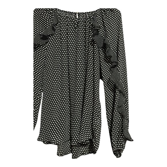 Ralph Lauren Chaps Women's Polka Dot Ruffle Blouse Size Large L - Picture 3 of 9